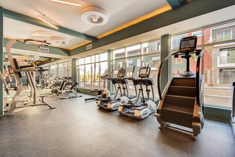 state of the art 24 hr fitness center with yoga and kettle bell classes